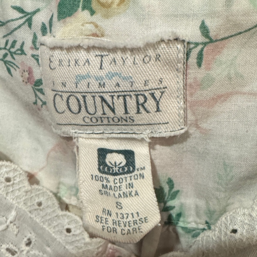 Erika Taylor Country Cottons Floral Nightgown in Cream with Pink & Green - Picture 2 of 7